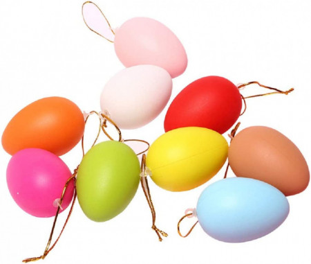 Set de 24 oua colorate pentru Paste Tzmy-Ue, plastic, multicolor, 6 x 4 cm