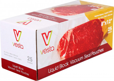 Set de 25 pungi pentru vidat alimente Vesta Precision, plastic, transparent, 20,3 x 30,5 cm