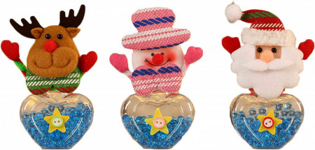 Set de 3 decoratiuni de Craciun cu borcan de dulciuri Fanxizibusi, textil/plastic, multicolor, 12 x 5 cm
