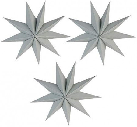 Set de 3 stele decorative Camilife , hartie, gri, 30 cm