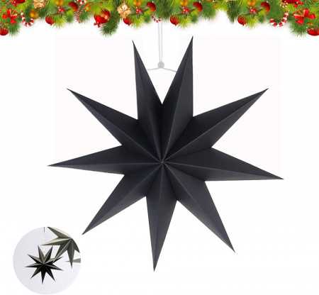 Set de 3 stele pentru Craciun Sunshine, negru, hartie, 30 x 30 cm