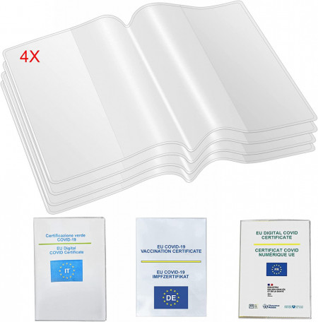 Set de 4 coperti pentru pasaport/carnet Mizijia, PVC, transparent, 154 X 110 mm - Img 1