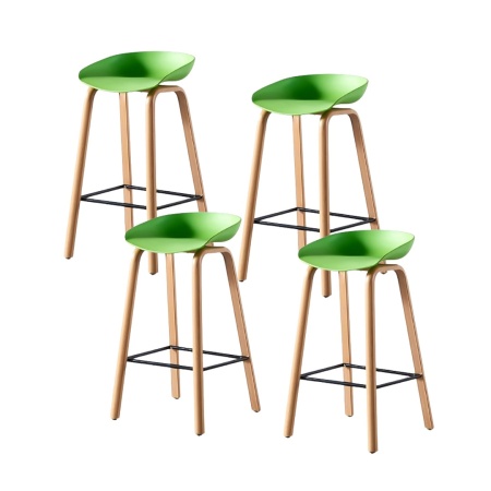 Set de 4 scaune de bar Karll, polipropilena/metal, verde/natur, 75 x 48 cm