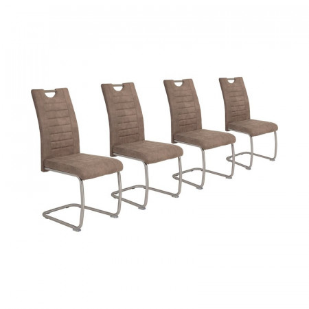 Set de 4 scaune tapitate Fenton, maro/argintiu, 98 x 43 x 59 cm - Img 1