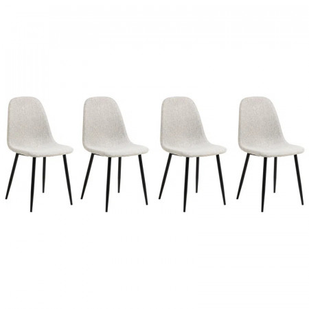 Set de 4 scaune tapitate Tamoa, poliester/metal, gri deschis/negru, 86 x 54 x 44 cm