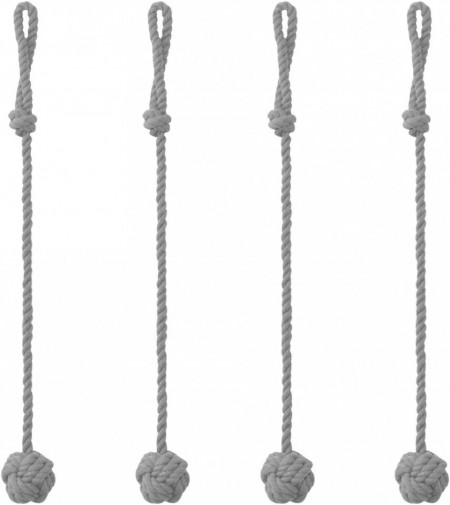Set de 4 snururi cu ciucuri pentru cortina ‎Sourcing map, bumbac, gri, 61 cm - Img 1