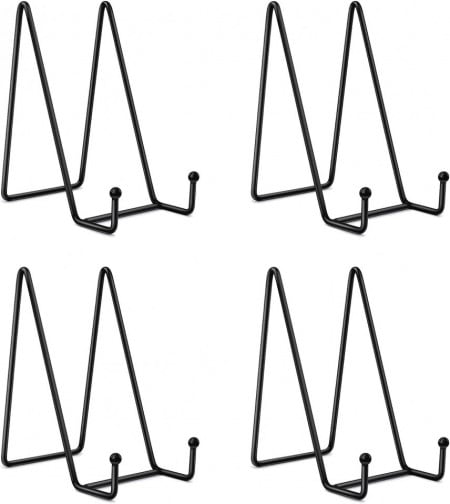 Set de 4 standuri de afisare Aeutabs, fier, negru, 15 x 12,7 x 7,6 cm