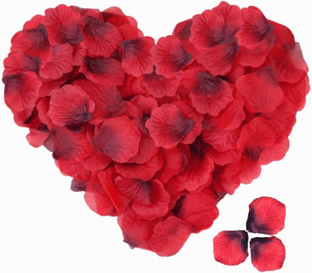 Set de 4000 petale de trandafir Baotongle, matase/poliester, rosu, 4,5 x 4,5 cm