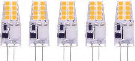 Set de 5 becuri Terarrell LED COB G4, AC/DC 12V, 1,8W echivalent cu 18W, alb cald, 3000K, 180 lumeni - Img 1