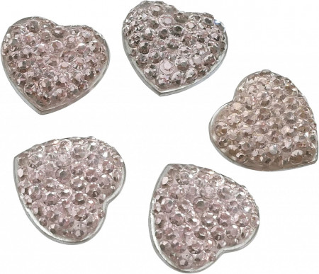 Set de 5 inimi decorative AERZETIX, sticla, roz, 14 x 13 mm