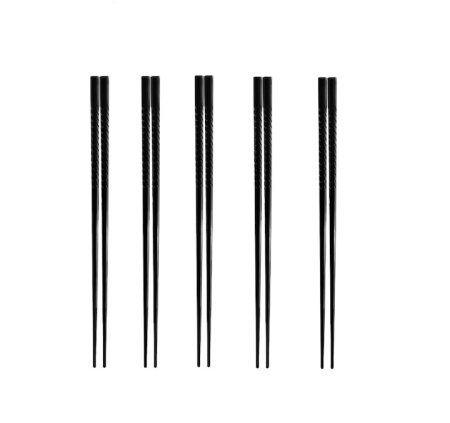 Set de 5 perechi de betisoare pentru servirea mesei Gerhannery, fibra de sticla, negru, 24 cm