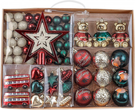 Set de 70 ornamente pentru brad Valery Madelyn, plastic, multicolor - Img 1