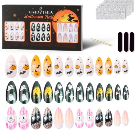 Set de 72 unghii pentru Halloween Vivid Stella, plastic, multicolor