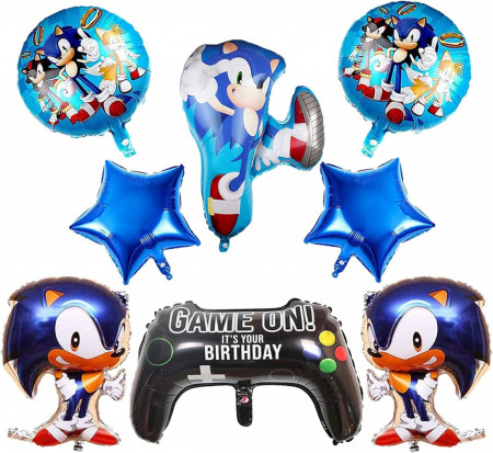 Set de 8 baloane animate Smileh, folie, model Sonic, multicolor