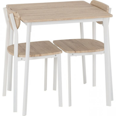 Set de masa cu 2 scaune Rosalie, lemn/ metal, maro deschis/ alb - Img 1