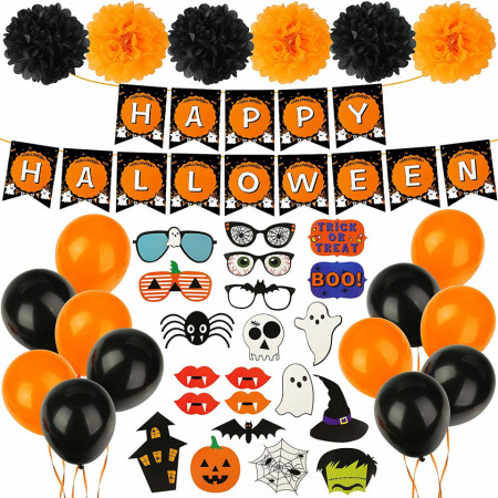Set decoratiuni pentru Halloween Koogel, 40 piese, latex/carton, multicolor - Img 1