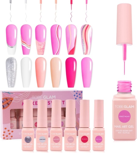 Set lac pentru unghii Tobeglam, 6 culori, 6 ml