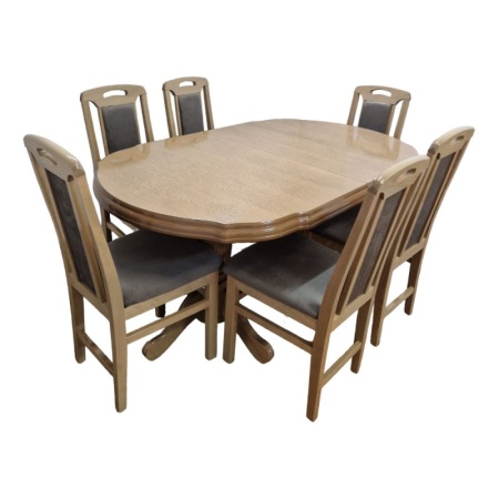 Set masa living SB Nork Stejar sonoma plus 6 scaune SB Tim, 74x90x160/200 cm