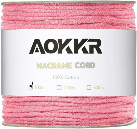 Sul de ata pentru macrame Aokkr, bumbac, roz deschis, 100 m