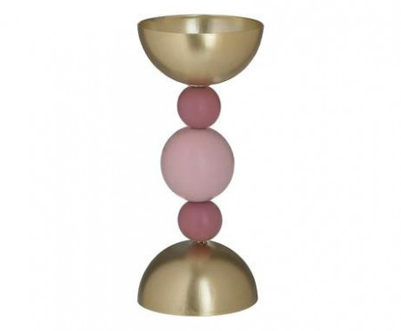 Suport pentru lumanare Bowl, metal, auriu/roz, 8 x 19 cm - Img 1