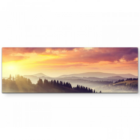Tablou „Apus de soare la munte”, 150 x 50 cm - Img 1