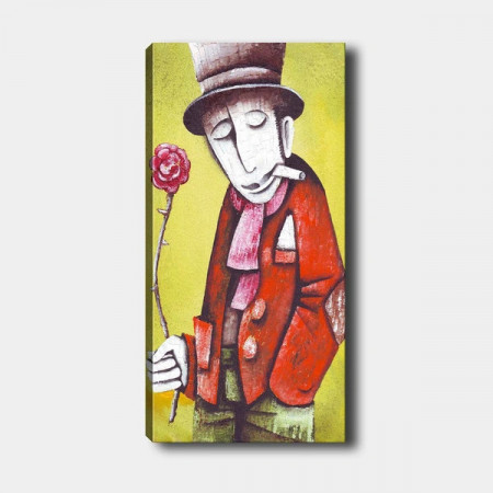 Tablou Omul cu Floarea Wall Art, panza/lemn, multicolor, 120 x 50 cm