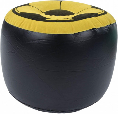 Taburet gonflabil Plplaaoo, PVC, negru/galben, 40 cm
