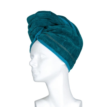 Turban La Glamour, bumbac, albastru inchis, 28 cm