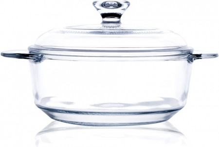 Vas cu capac pentru cuptor Husanmp, sticla, transparent, 21,89 x 11,70 cm, 1 L - Img 1
