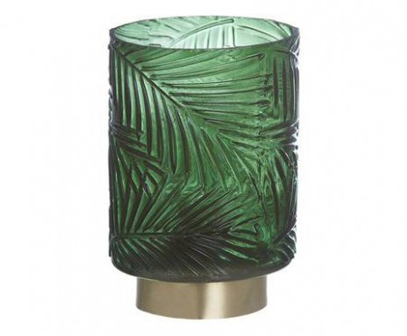 Veioză Wadia cu frunze tropicale, sticlă, 10x10x14.5cm - Img 1