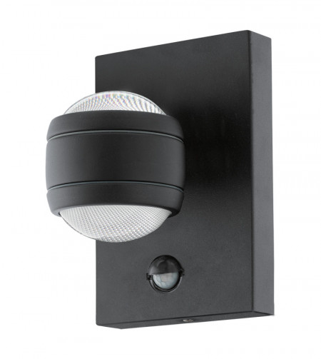 Aplica exterior cu senzor Sesimba, LED, metal/plastic, negru/transparent, 2 becuri, 3,7 W, 560 lm - Img 1