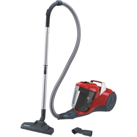 Aspirator fara sac Hoover BR11 011, 700 W, 2 L, 28 kWh/an, Tub telescopic metalic, Tehnologie Cyclonica, Accesoriu 2 in 1, Filtru EPA lavabil, Raza de operare 8 m, Rosu, RESIGILAT, 1 AN GARANTIE