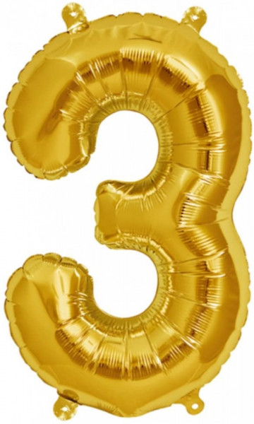 Balon aniversar Maxee, cifra 3, auriu, 80 cm