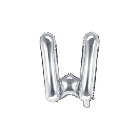 Balon aniversar Maxee, litera W, argintiu, 40 cm - Img 1