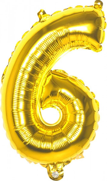 Balon aniversar pentru 6 ani Lagunashop, folie, auriu, 100 cm