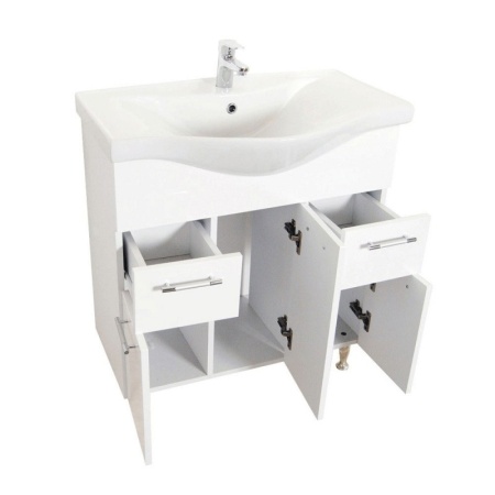 Baza si lavoar baie GN1531 - 75 cm alb cu sertare