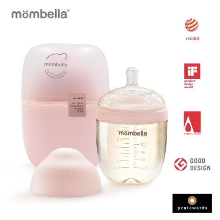 Biberon Anticolici Mombella Breast-Like, 210ml, Tetina M flux mediu, PPSU,Old Roze