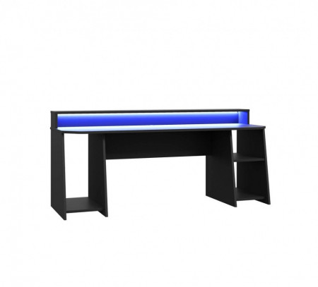 Birou de gaming Tezaur 5B, LED, negru, 200 x 91 x 72 cm - Img 1