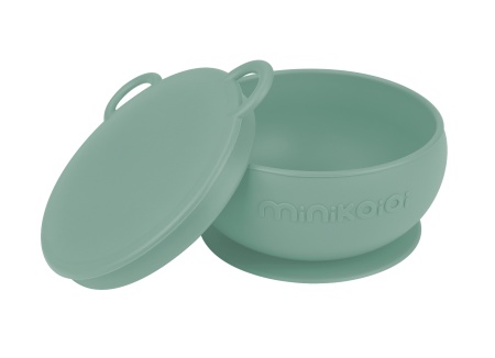 Bol Minikoioi cu Ventuza si Capac, 100% Premium Silicone â€“ River Green