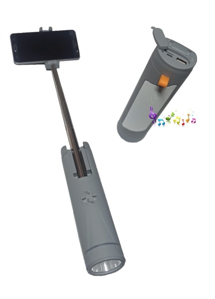 Boxa portabila bluetooth de 5W, cu Selfie stick 4 in 1, lanterna si power bank de 5200 mAh, porturi micro SD si USB