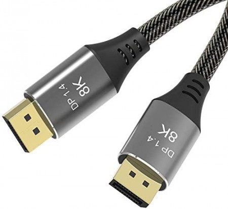 Cablu DisplayPort 1.4 Ultra HD Akkgoo, cupru/nailon, gri/negru/auriu, 2 m