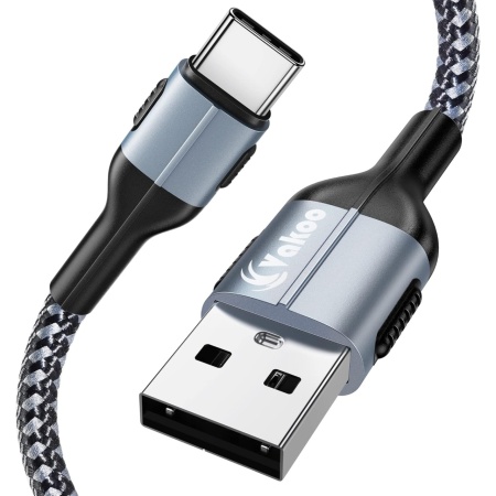 Cablu USB C Vakoo, nailon/metal, gri/negru, 2 m