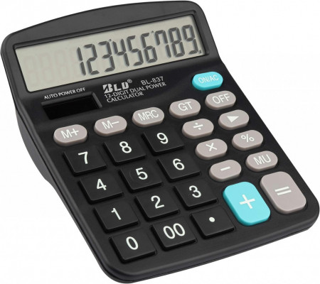 Calculator solar cu 12 cifre KINPLE ABS/plastic, negru, 140 x 120 mm