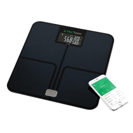 Cantar Smart ETA Vital Trainer 7780 90000, 180 Kg, Bluetooth, Sticla securizata 6 mm, negru