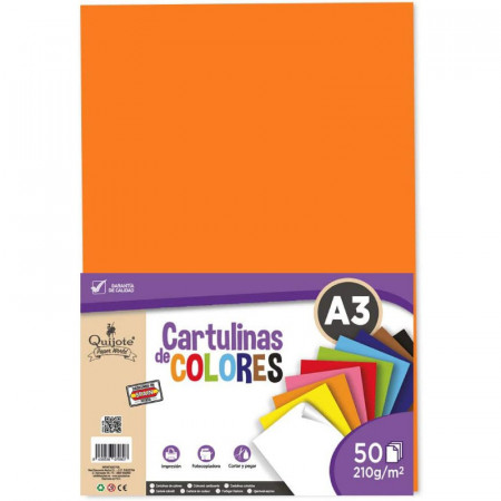 Carton colorat A3 Quiote, portocaliu, 50 coli - Img 1