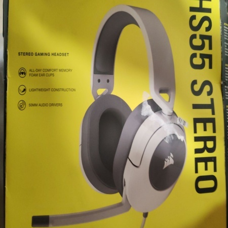 Casti gaming cu microfon Corsair HS55 Stereo, Alb, Resigilat, Grad A