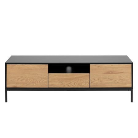 Comoda TV Coogee, MDF/metal, negru/natur, 140 x 45 x 40 cm