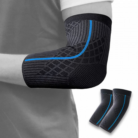 Compresie pentru cot Glsety, textil, negru/albastru, XL