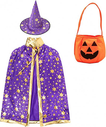 Costum pentru Halloween Metaparty, fibra sintetica, mov/auriu/portocaliu, 80 cm / 38 cm , 3 - 12 ani - Img 1