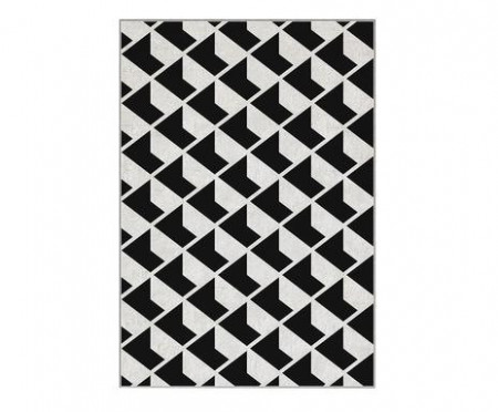 Covor Dimension 3D, poliester, alb/negru, 140 x 220 cm